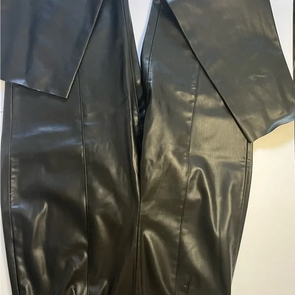 Zara Black Faux Leather Trousers - Picture 1 of 6